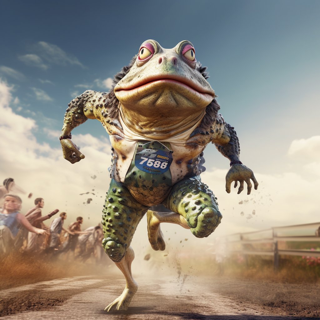 A running sport frog